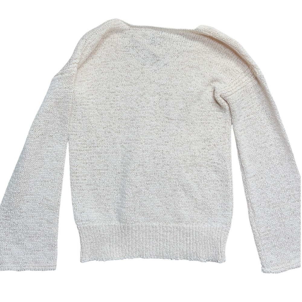 J.Crew Womens NWT V-Neck Textured Cotton Blend Sweater Cream XS H7152 NEW - Picture 4 of 7